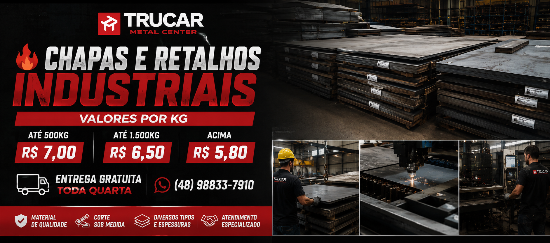 Banner promocional principal da Trucar Metal Center