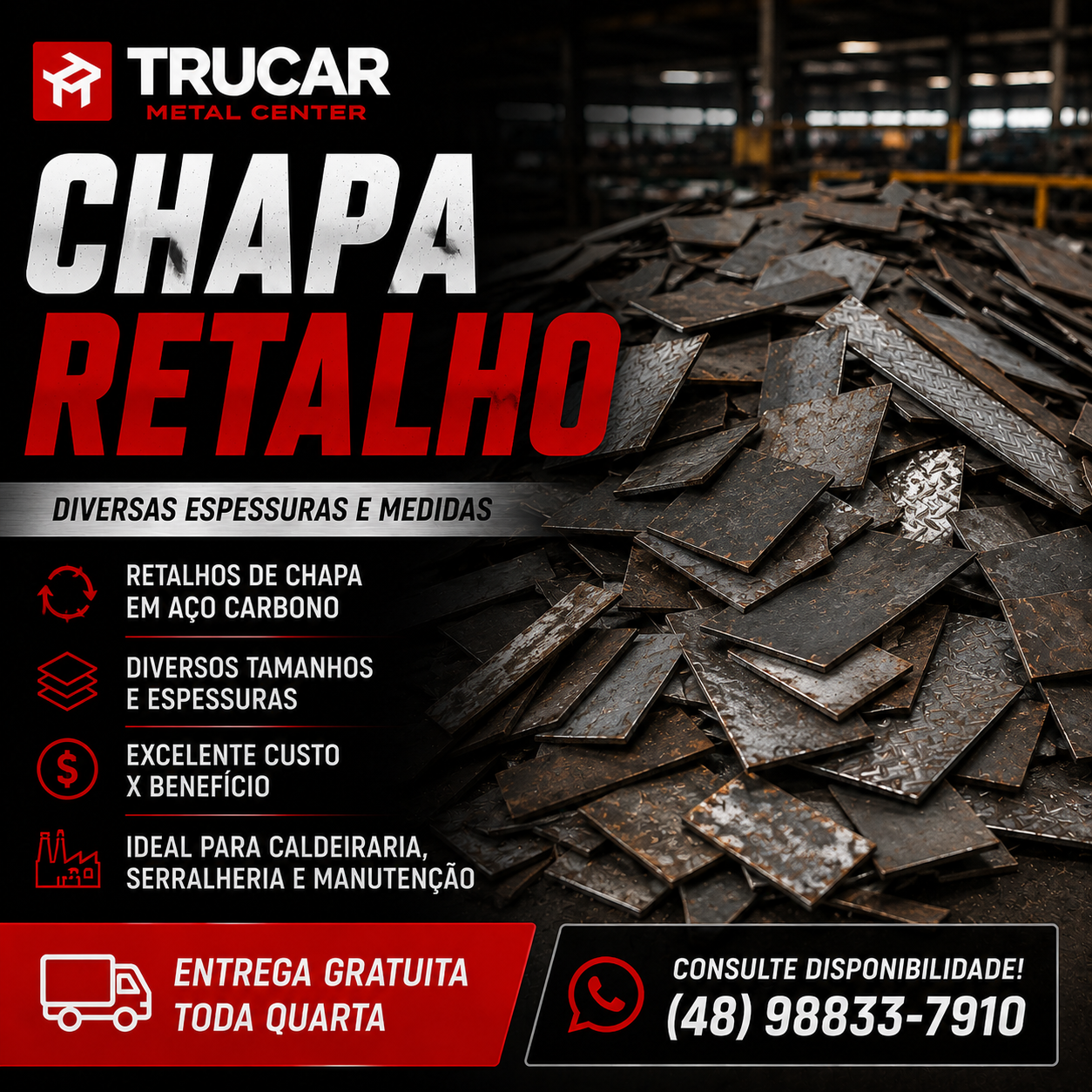 Oferta de chapas e retalhos industriais