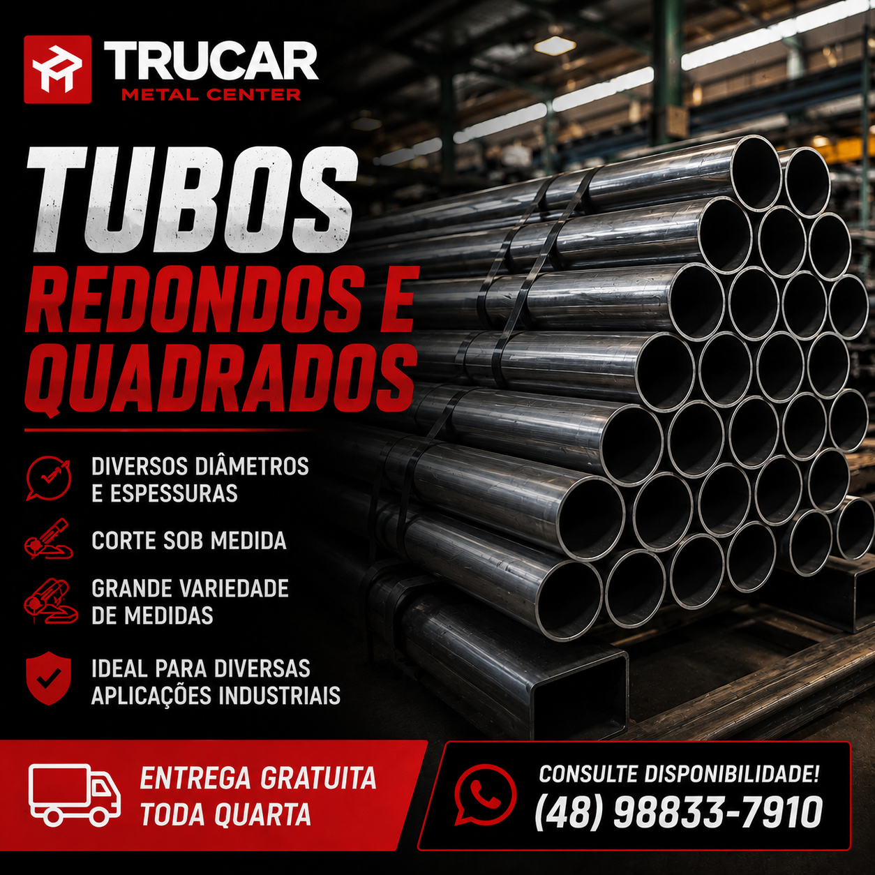 Oferta de tubos redondos e quadrados